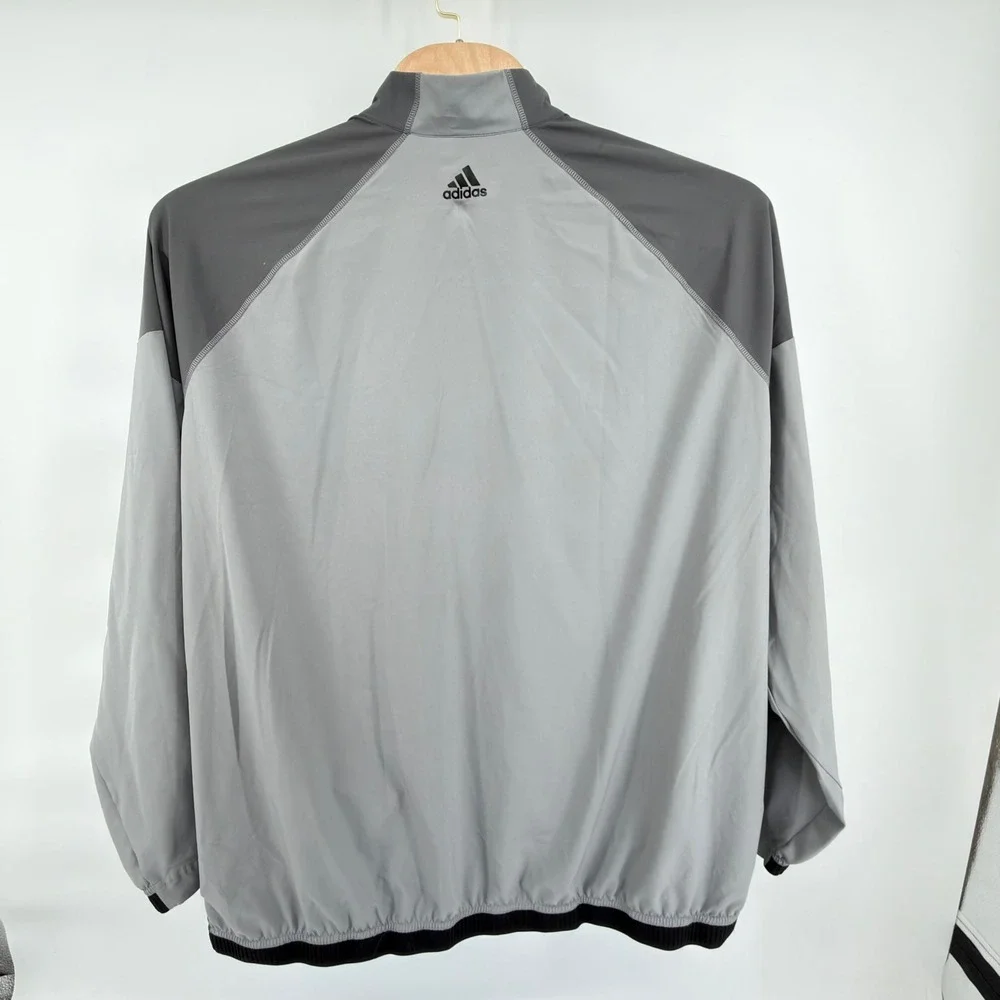 Adidas Windbreaker Jacket Mens 3XL Grey Black Colorblock Full Zip FS5193